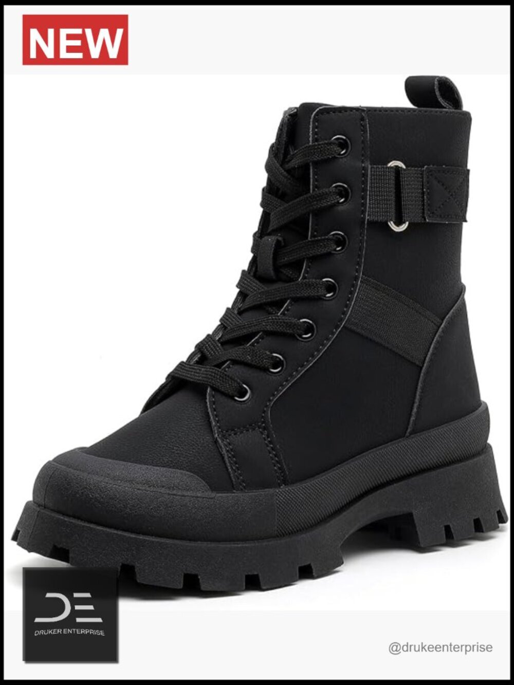 Black Chelsea Boots Chunky Platform Combat Booties Ankle Boots Low Heel